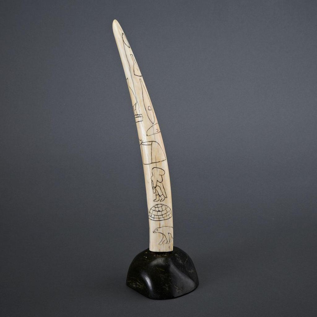 Therese Natsiq Tulugatjuk (1922) - Etched Tusk On Base