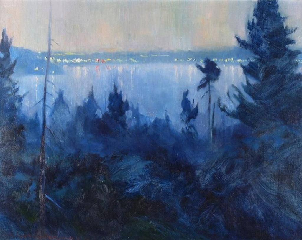 Orestes Nicholas (Rick) Grandmaison (1932-1985) - Vancouver At Twilight (From West Van. Looking Stanley Park - English Bay)