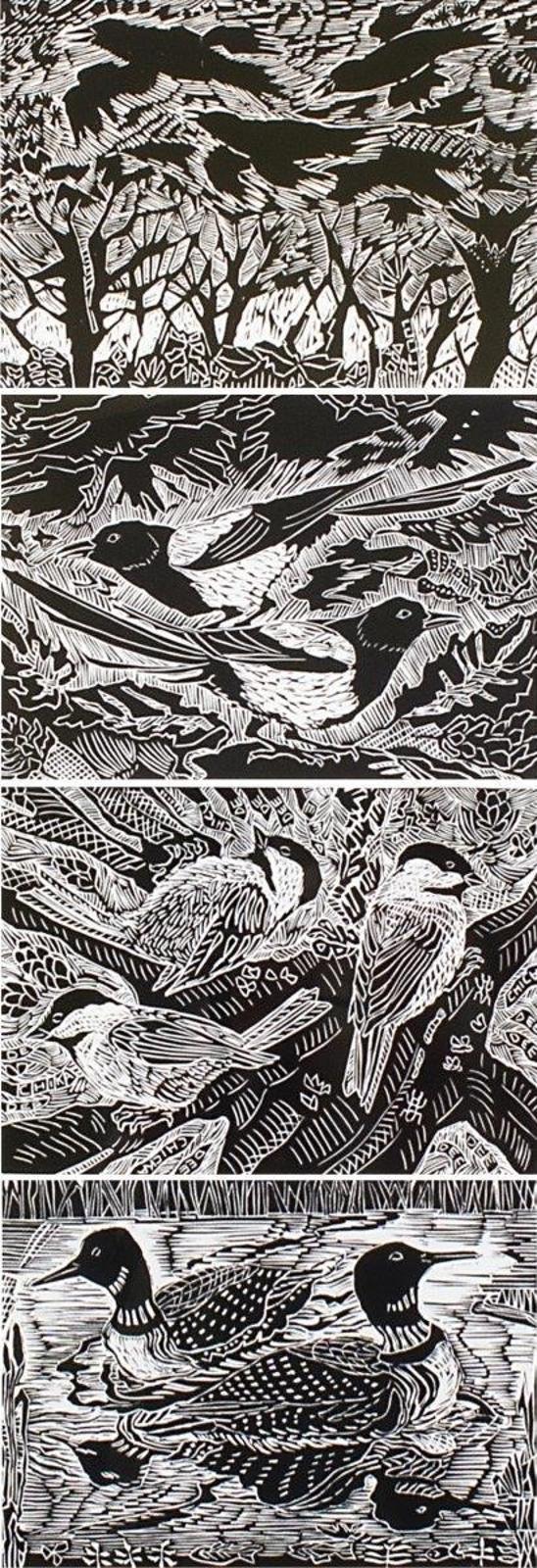 Dora Helen Mackie (1926) - Crows / Magpies / Chickadees / Loons; 1988