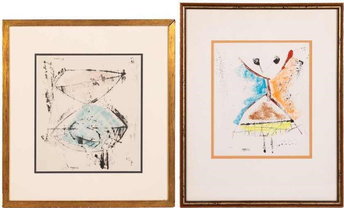 Jack Reppen (1933-1964) - Pair of mixed media on paper abstract works from 1961