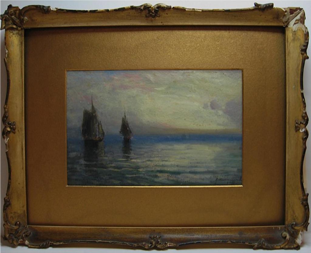 John A. Hammond (1843-1939) - Fishing Boats In The Sunset