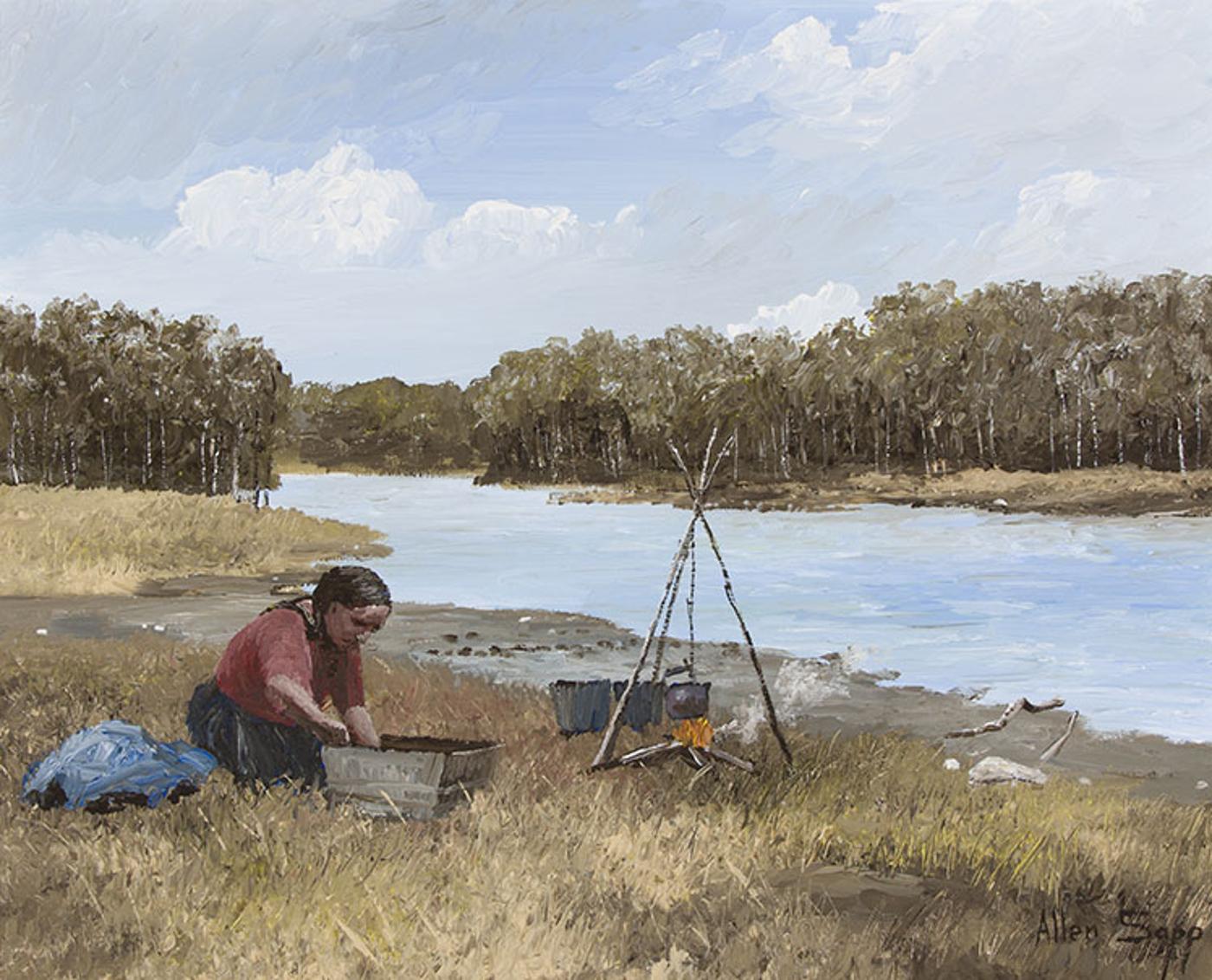 Allen Fredrick Sapp (1929-2015) - Washing near a Slough
