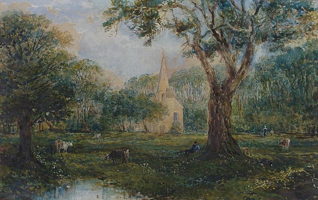 British Columbia School (1810) - Landscape with Church