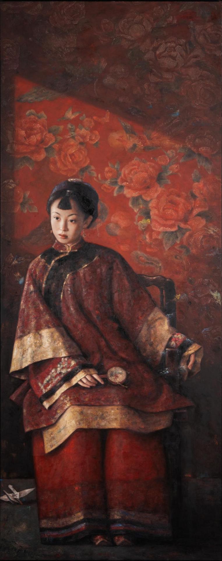 Dai Pingjun (1976) - Untitled - Seated Figure in a Red Robe