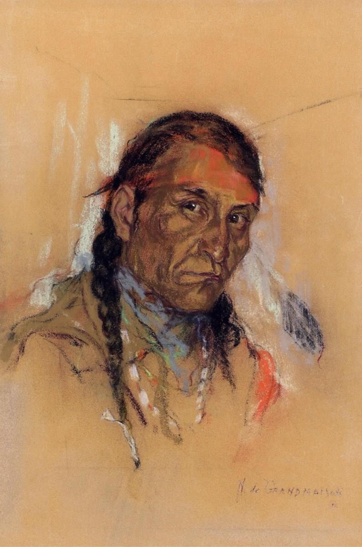 Nicholas (Nickola) de Grandmaison (1892-1978) - Sacred Owl, Natoisepisto - Peigan Indian (Piikani Nation), Brocket, Alberta; 1942