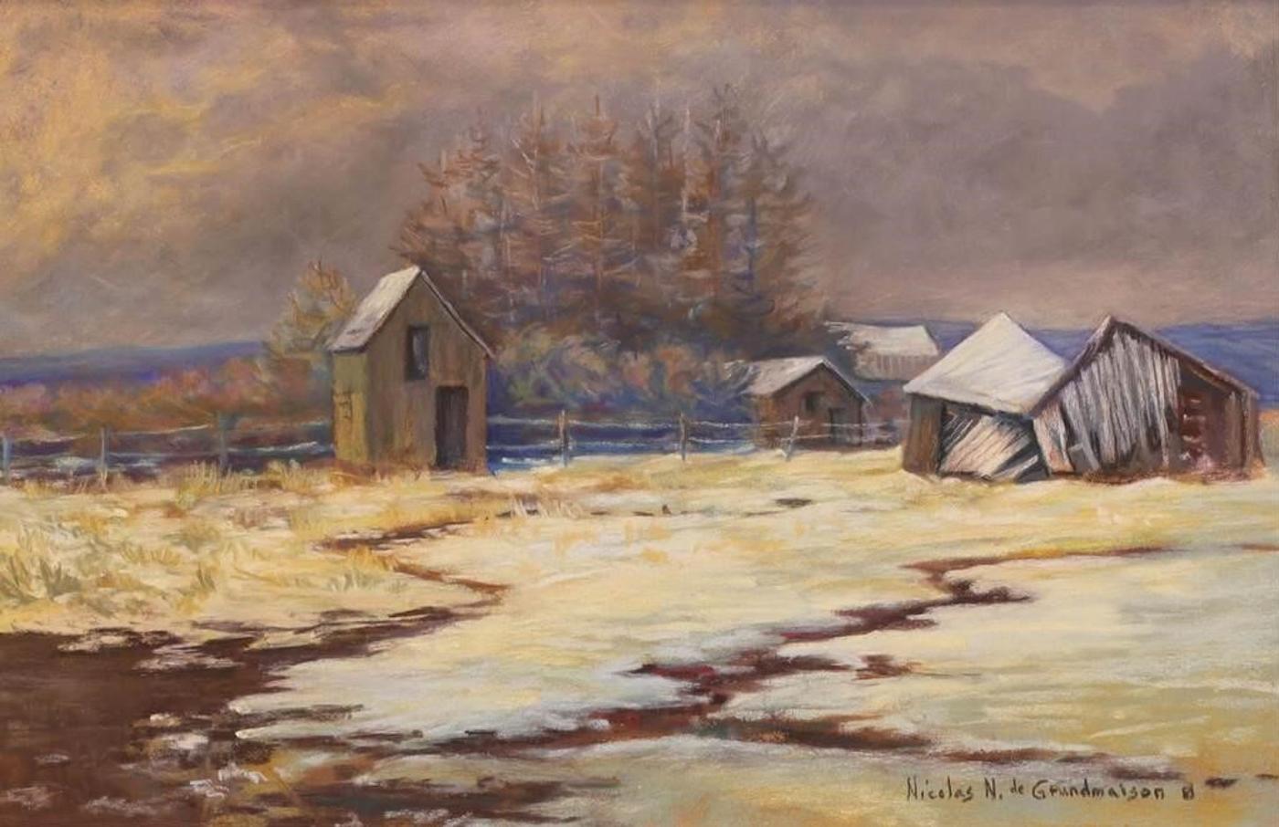 Nickola de Grandmaison (1938) - Old Outbuildings, Spring Melt