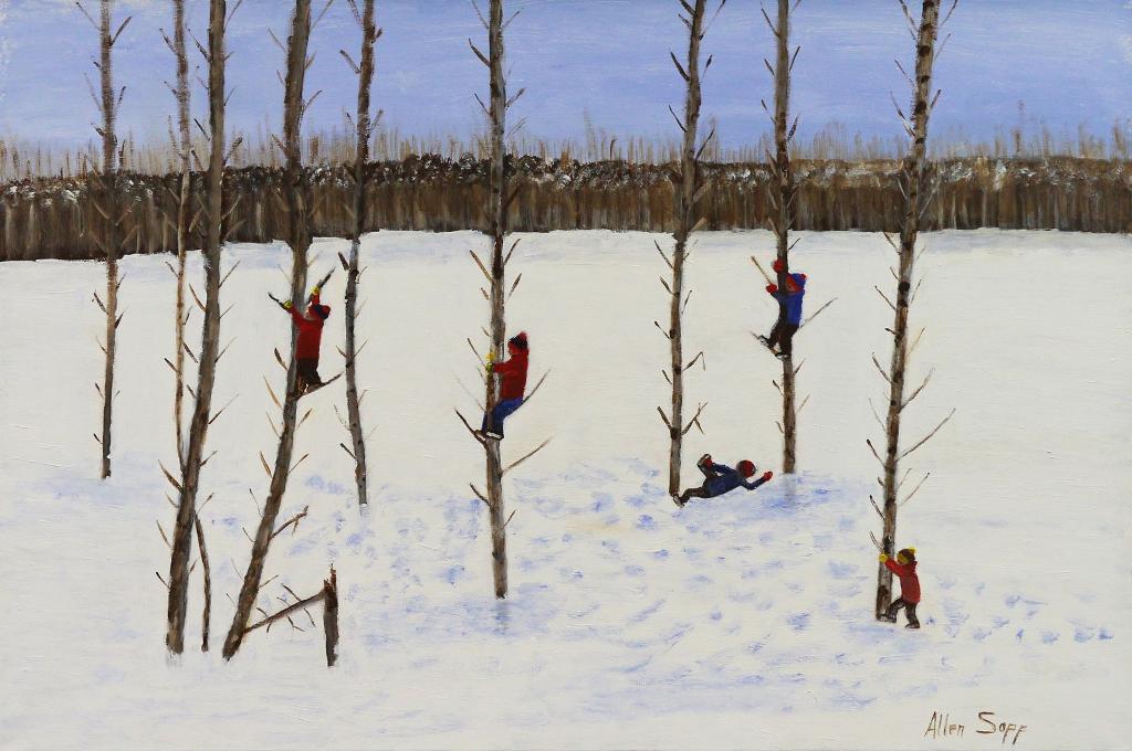 Allen Fredrick Sapp (1929-2015) - Winter Fun, Climbing Trees
