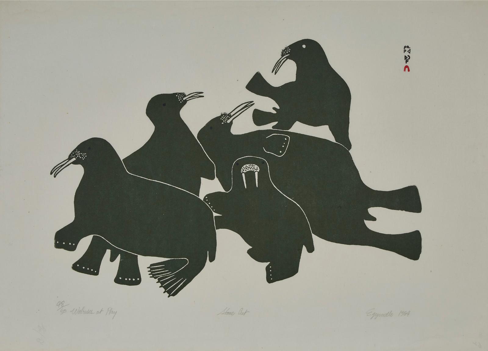 Egevadluq (Eegyvuldluk) Ragee (1920-1983) - Walruses At Play