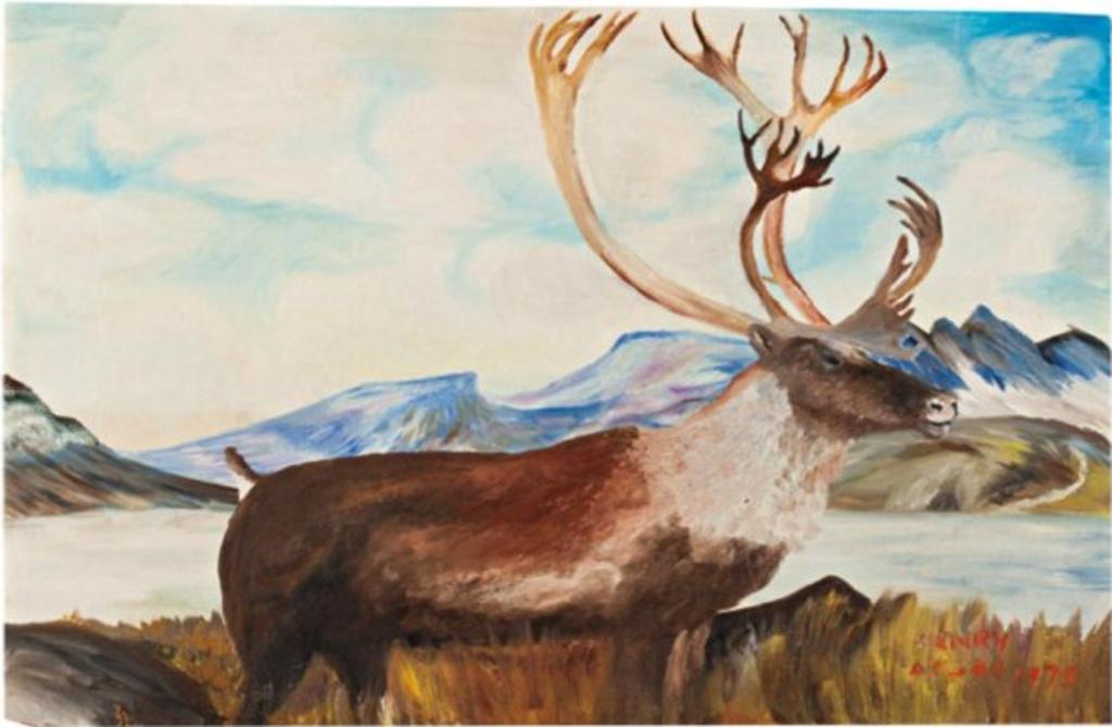 Henry Evaluardjuk (1923-2007) - Caribou in a landscape