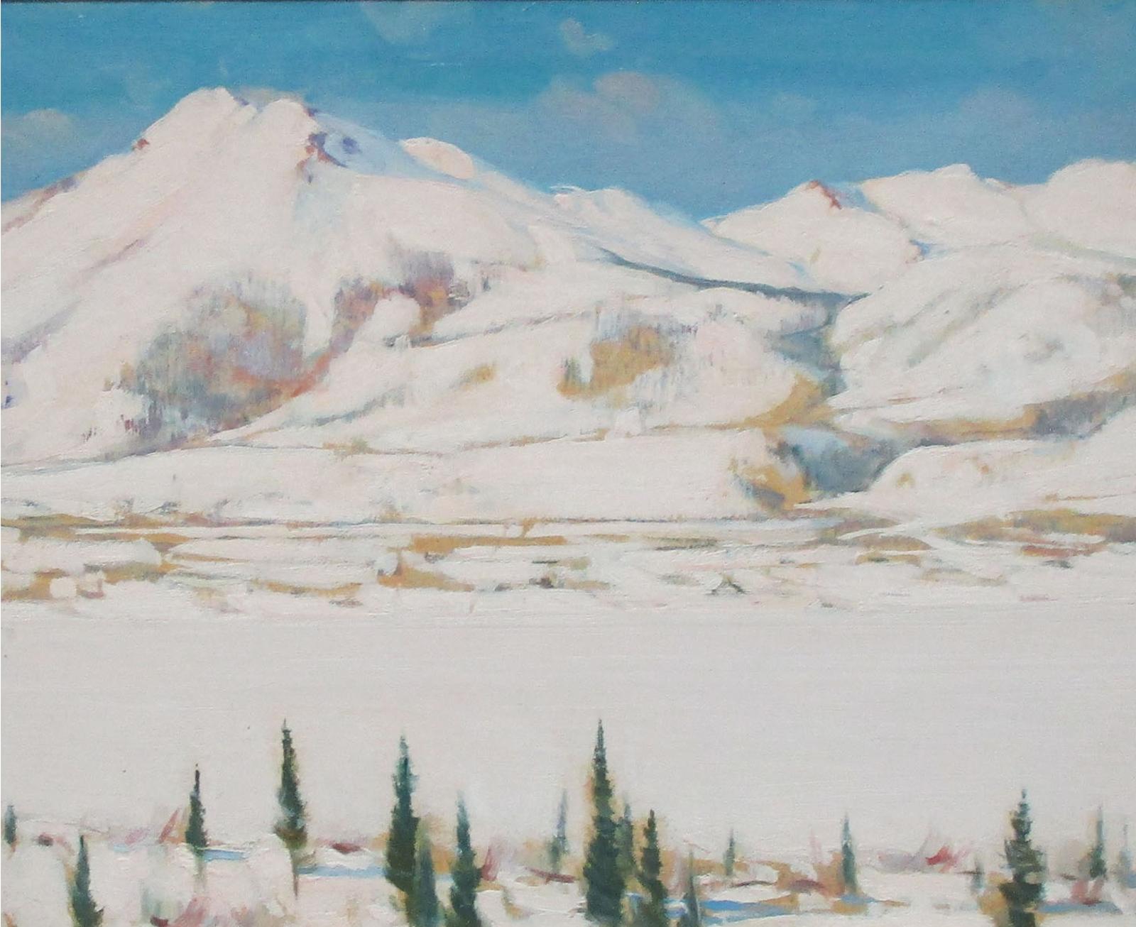 Clarence Alphonse Gagnon (1881-1942) - Winter scene - trees and mountains