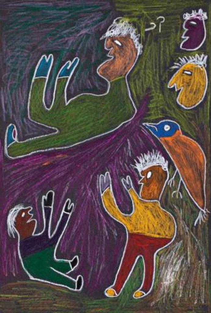 Lucy Tasseor Tutsweetok (1934-2012) - Untitled (Figures, Faces and Bird)