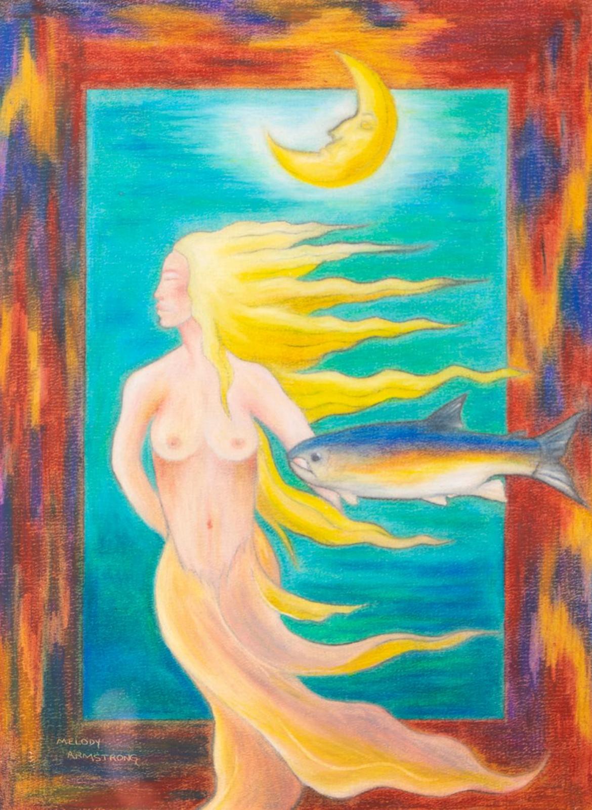 Melody Armstrong (1965) - Untitled - Woman, Moon and Fish