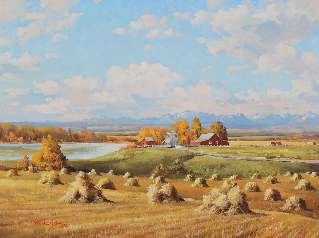 Duncan Mackinnon Crockford (1922-1991) - Foothills Harvest, John Faulkners Farm, N.W. Of Calgary, Alta.; 1974