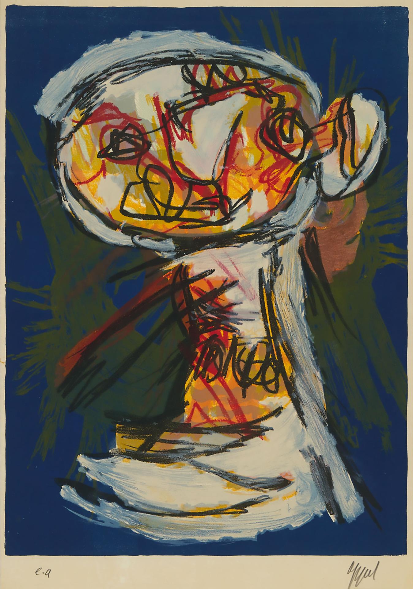 Karel Appel (1921-2006) - Untitled (Composition Sur Fond Bleu), Circa 1967
