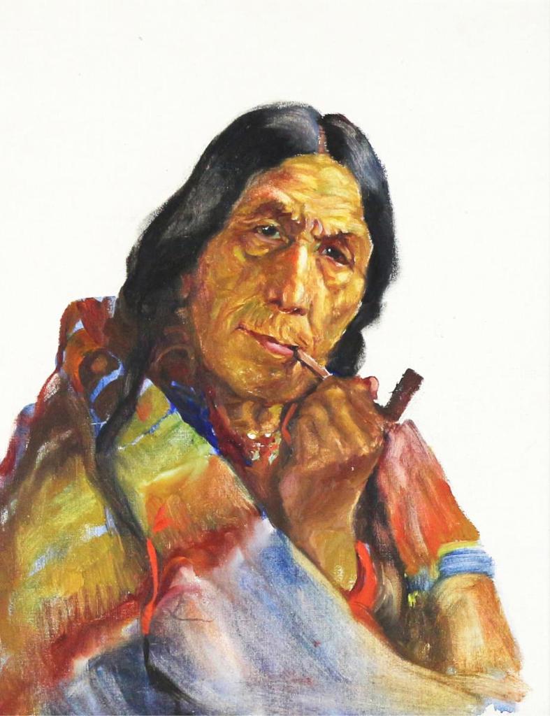 Nicholas (Nickola) de Grandmaison (1892-1978) - Indian Woman, Morley Reserve; Ca 1950