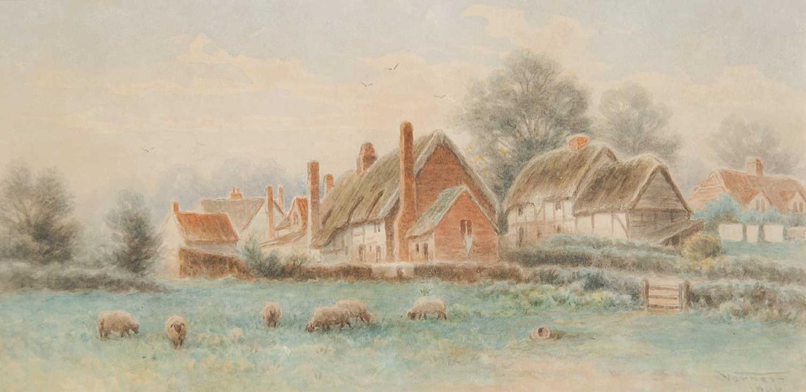 Frederick Arthur Verner (1836-1928) - Untitled - Village with Sheep