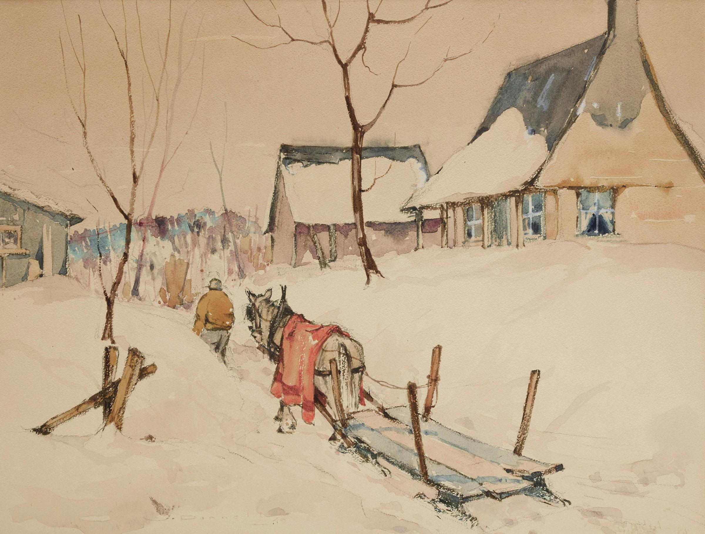 James Moffat Donnell (1884-1957) - Untitled (Before the Haul); Untitled (Sleigh in Winter)