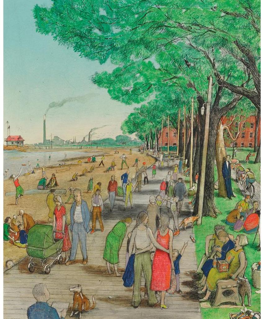 William Kurelek (1927-1977) - The Board Walk At Toronto's Beaches