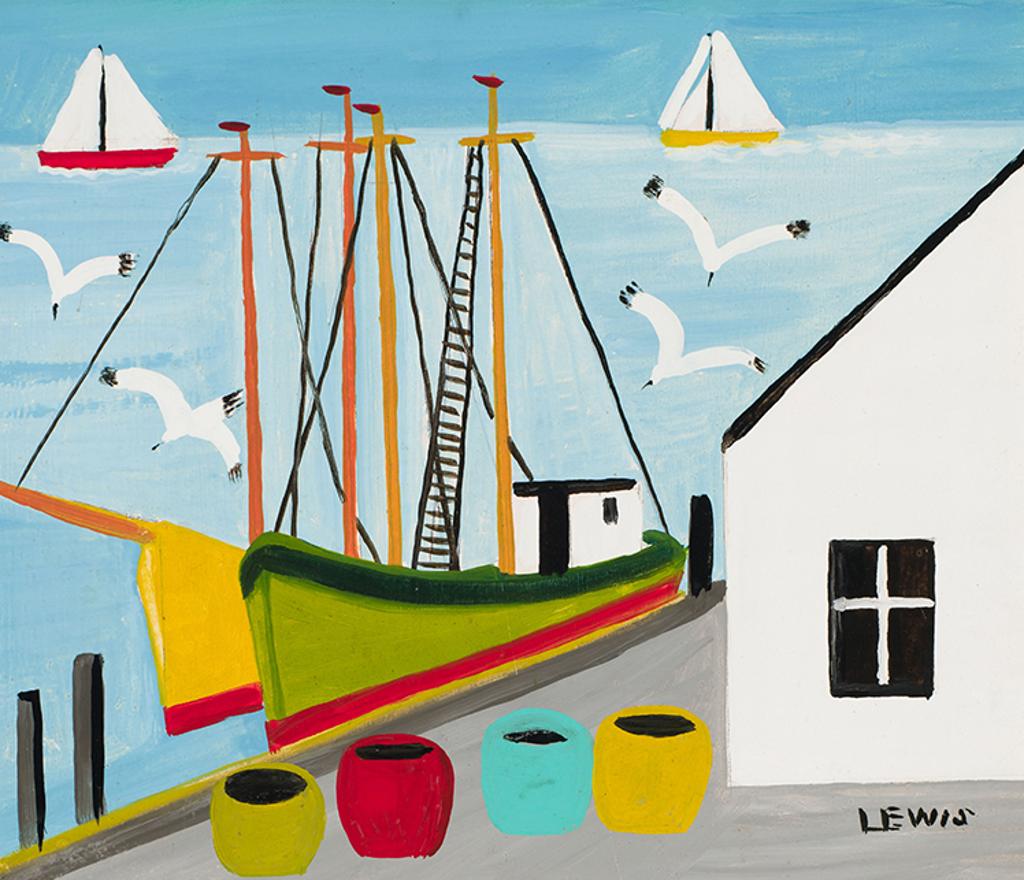 Maud Kathleen Lewis (1903-1970) - Boats at Wharf