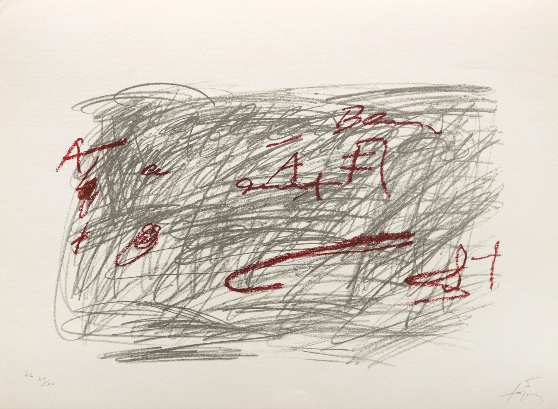 Antoni Tàpies (1923-2012) - Rouge et crayon, 1975