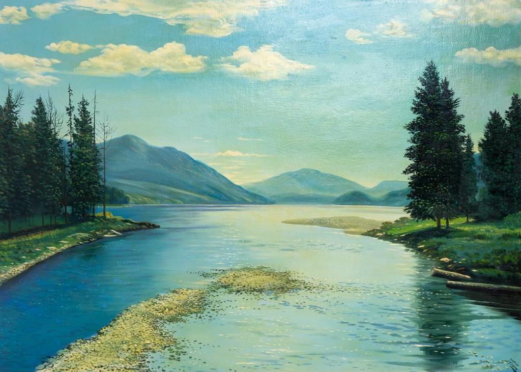 Sanford Fisher (1927-1988) - Untited - Lake in Summer