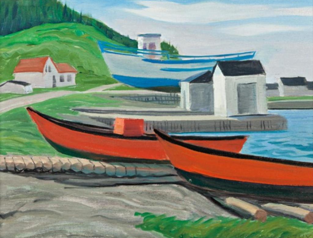 Doris Jean McCarthy (1910-2010) - Red Dorys at Frenchmens Cove, NFLD