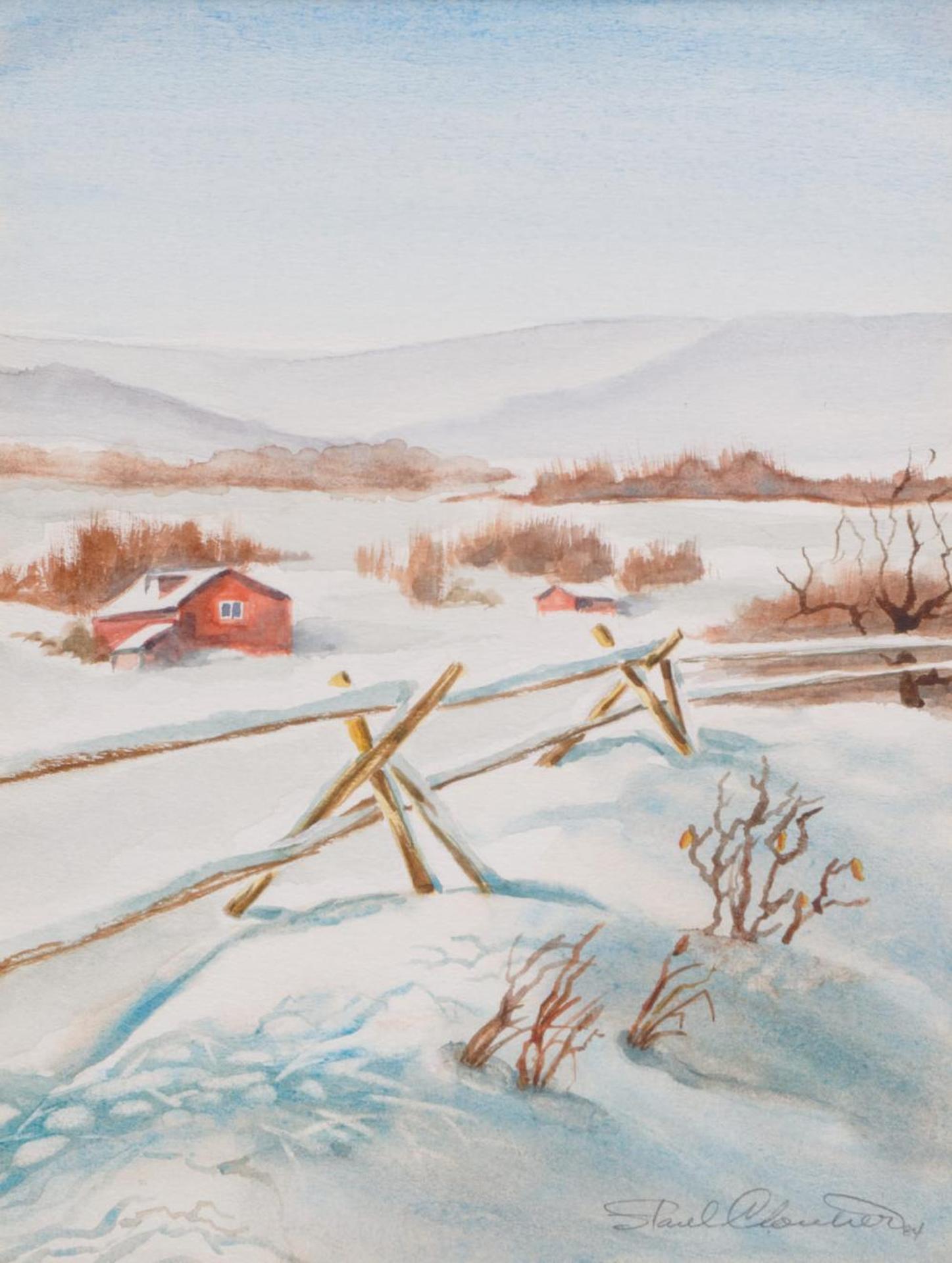 Paul Cloutier (1919-2013) - Untitled - Fence in the Snow