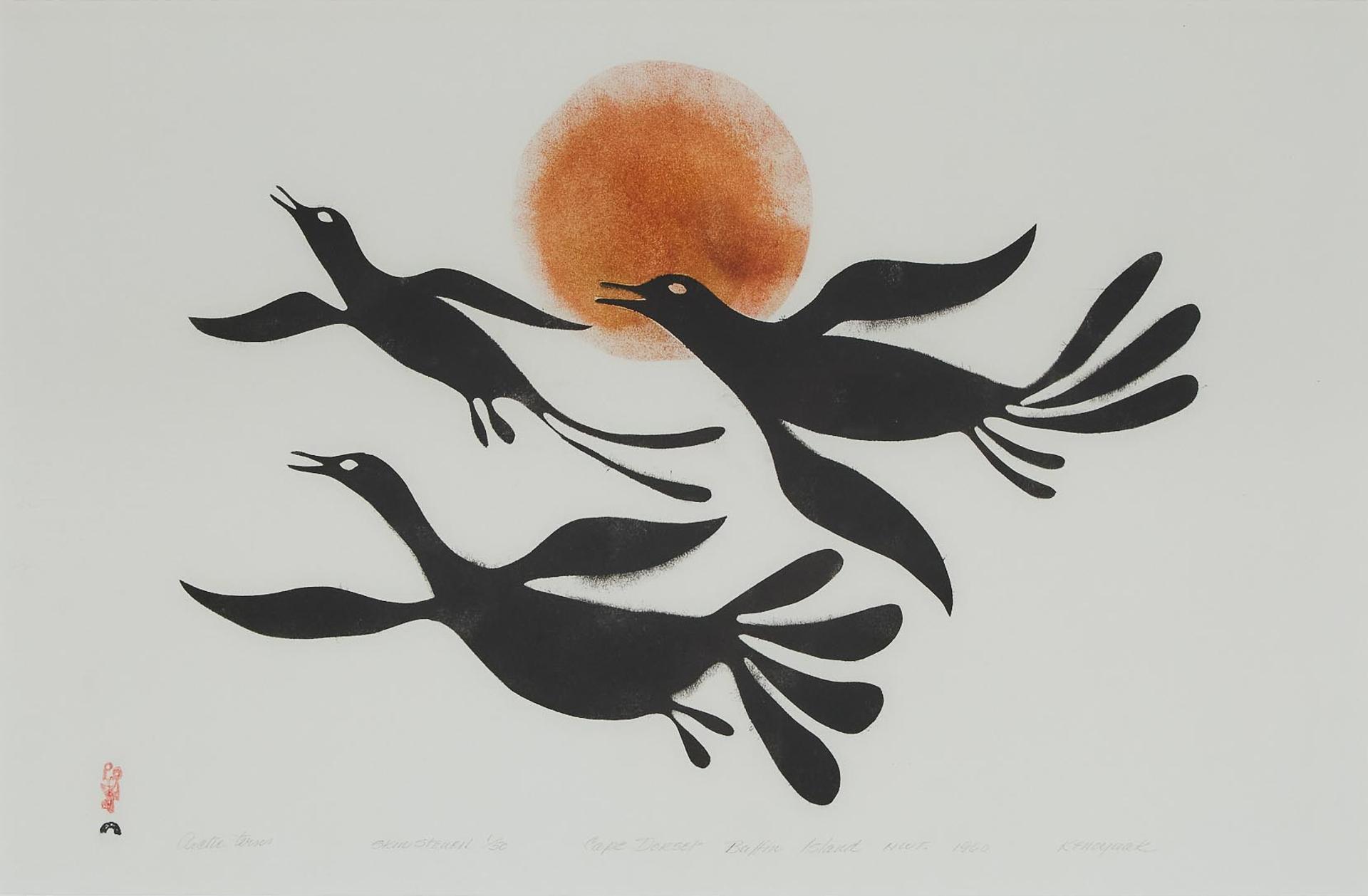 Kenojuak Ashevak (1927-2013) - Birds Over The Sun, 1960
