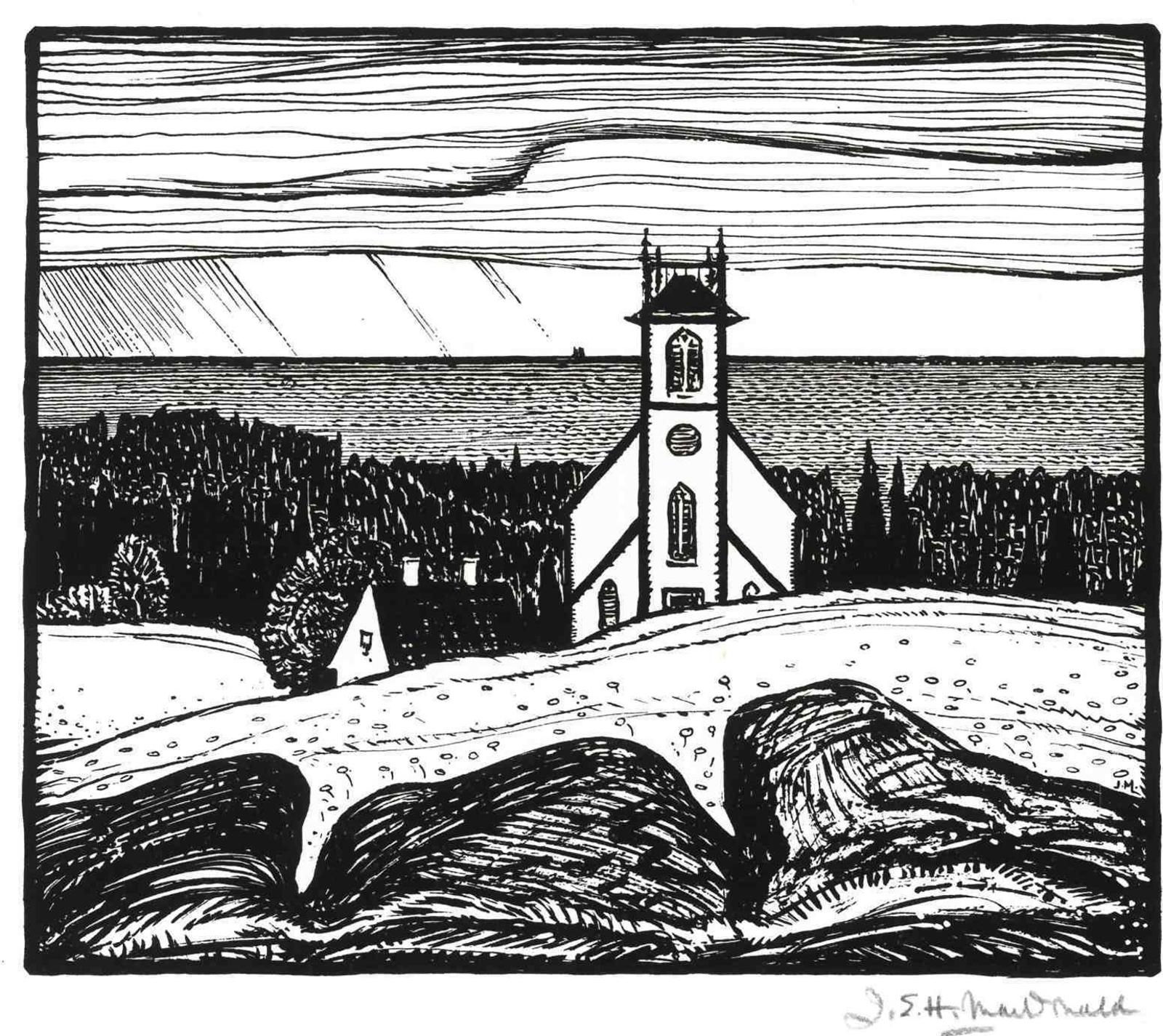 James Edward Hervey (J.E.H.) MacDonald (1873-1932) - Church By The Sea, N.S.; 1925