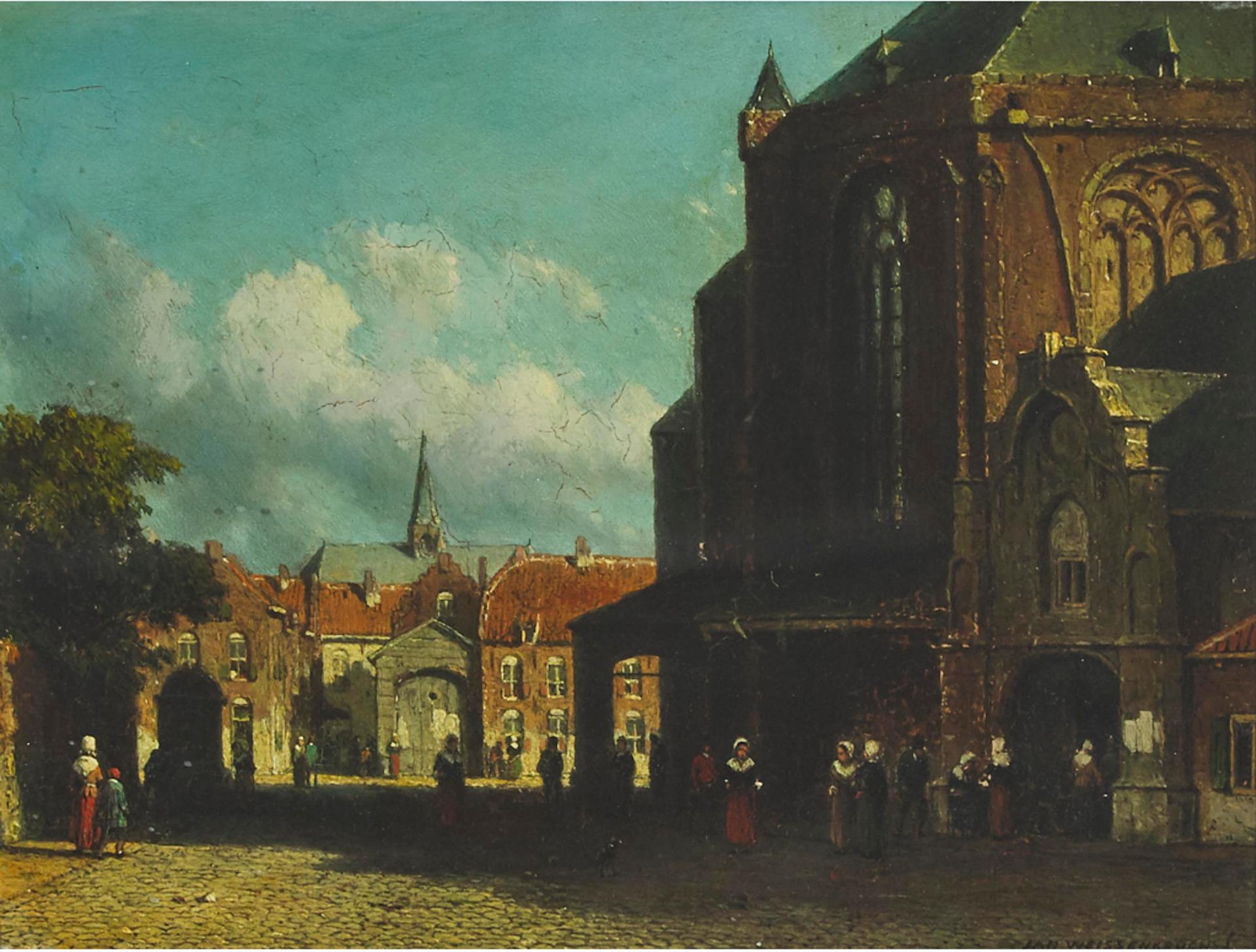 Jan (Johan) Hendrik Weissenbruch (1824-1903) - A Sunlit View Of A Dutch Town