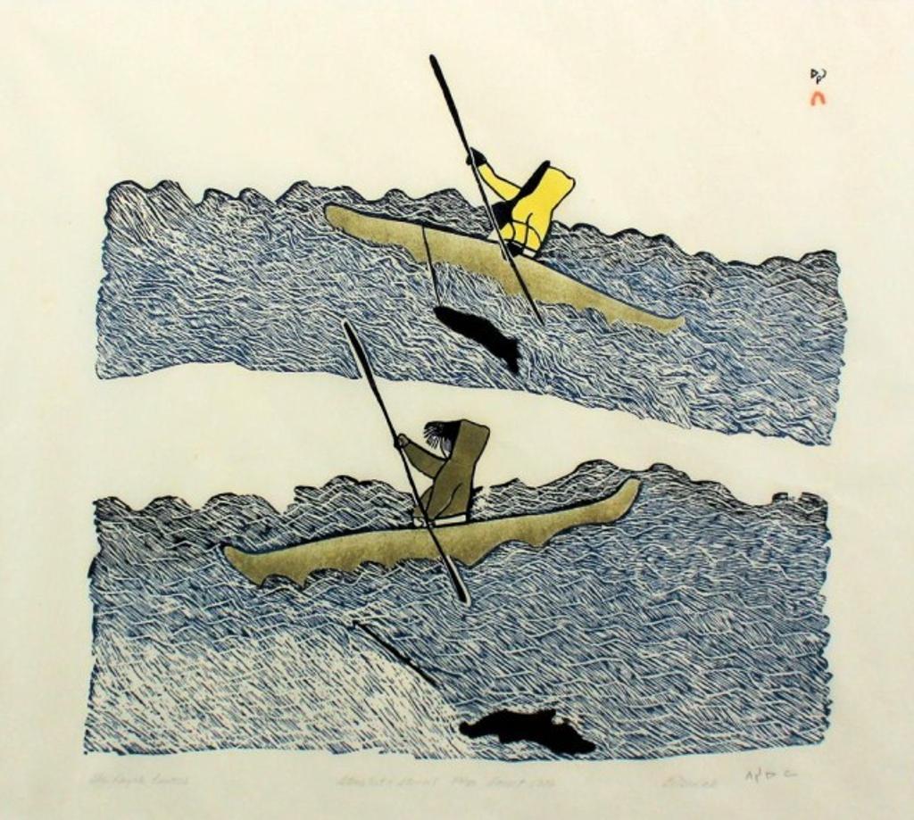 Pitseolak Ashoona (1904-1983) - The Kayak Hunters, 1976