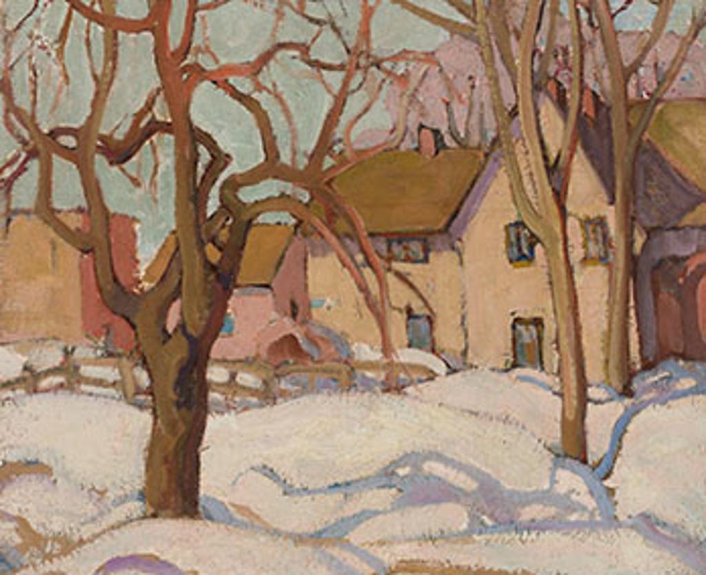 Henrietta Mabel May (1877-1971) - Farmhouse and Snow Shadows
