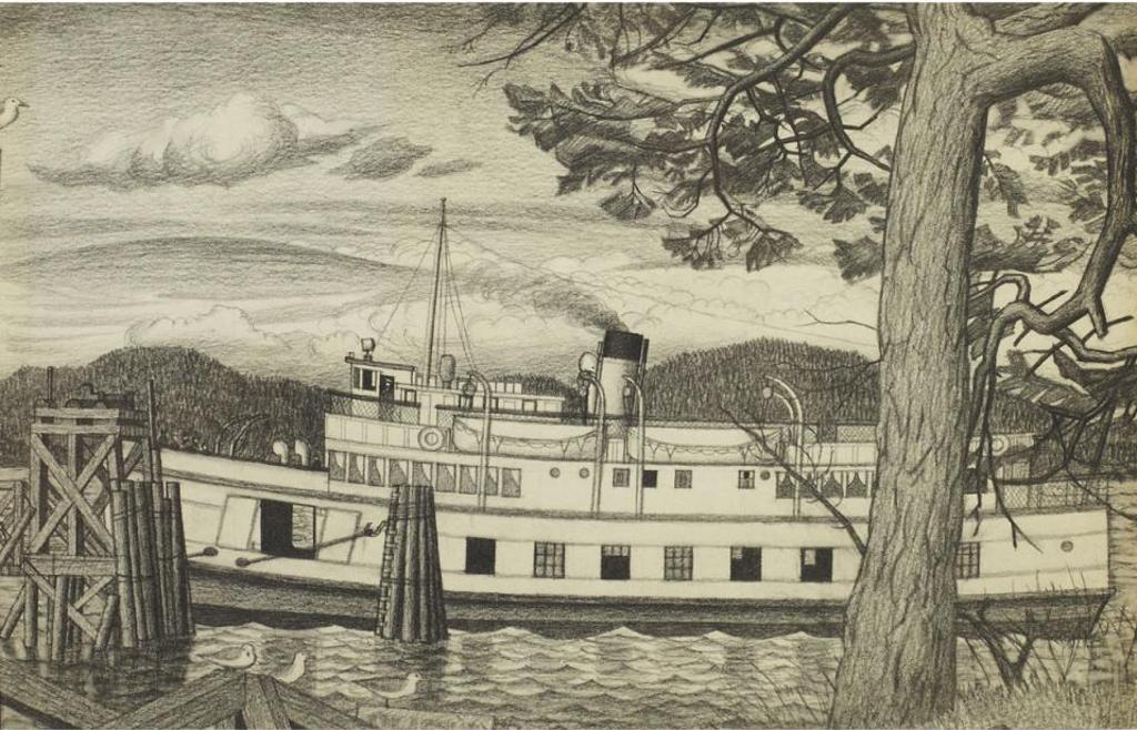 Edward John (E. J.) Hughes (1913-2007) - Car Ferry At Sydney, B.C.