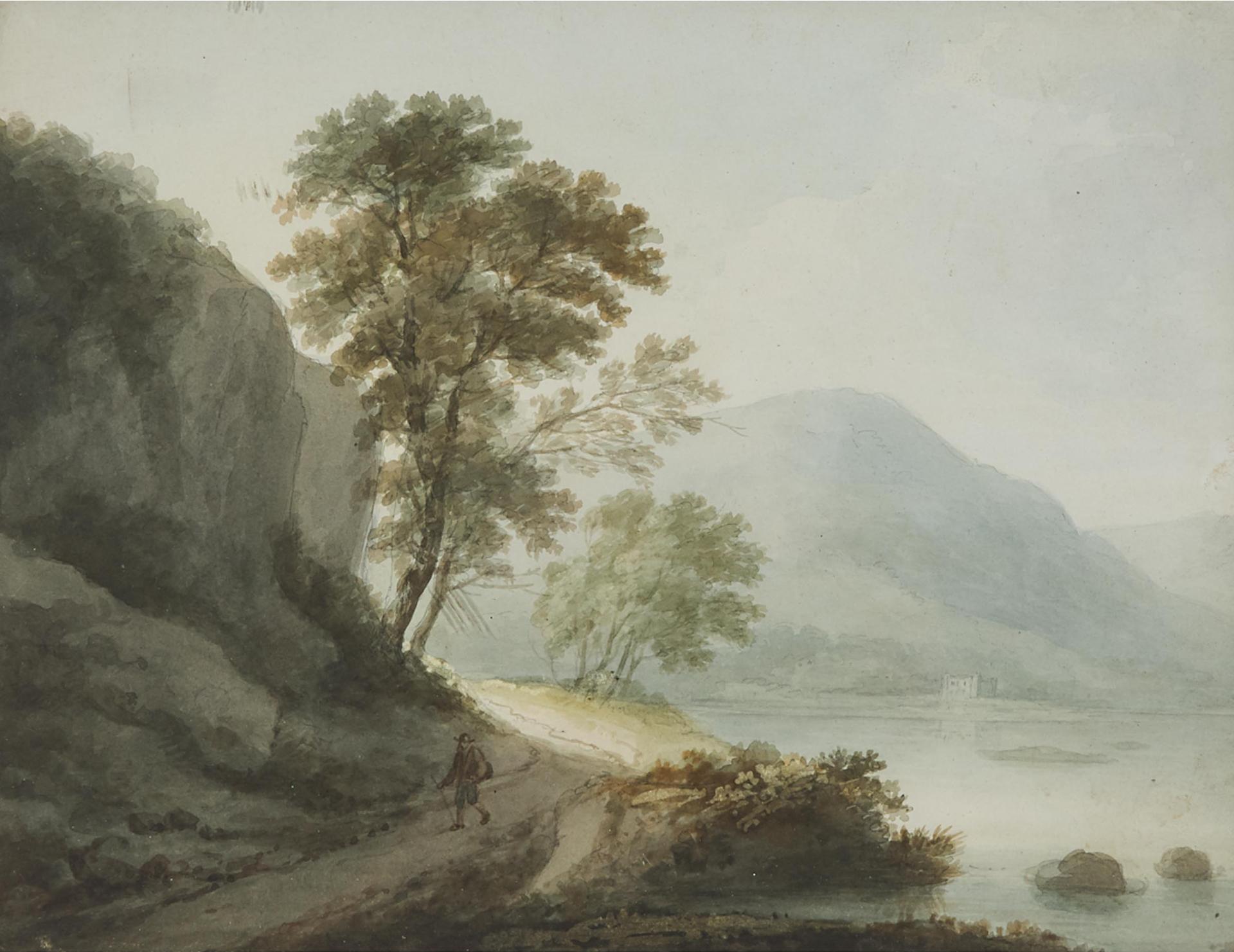 Benjamin (Of Bath) Barker - Mountain Landscape With Figure On A Path, Circa 1800