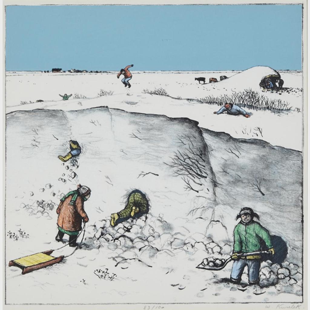 William Kurelek (1927-1977) - Prairie Snow Fun
