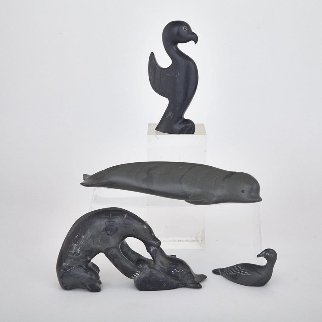 Joe Eqilaq (1952) - Bird; Whale; Bear Eating Seal; Eider Duck