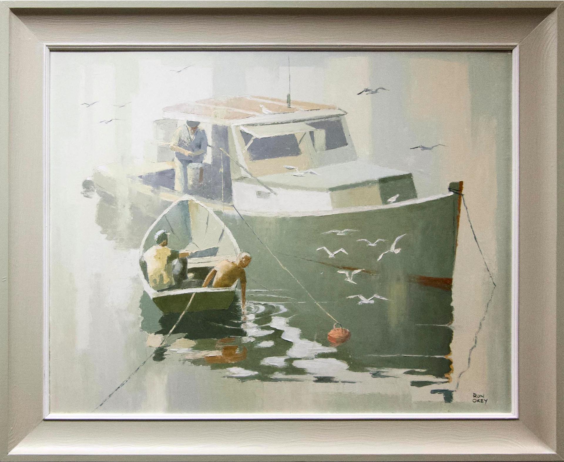Ronald N. Okey (1921-2004) - Untitled (A Boat Visit)