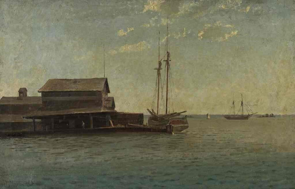 Thomas Mower Martin (1838-1934) - Untitled (A Wharf with Boats in the Harbour)