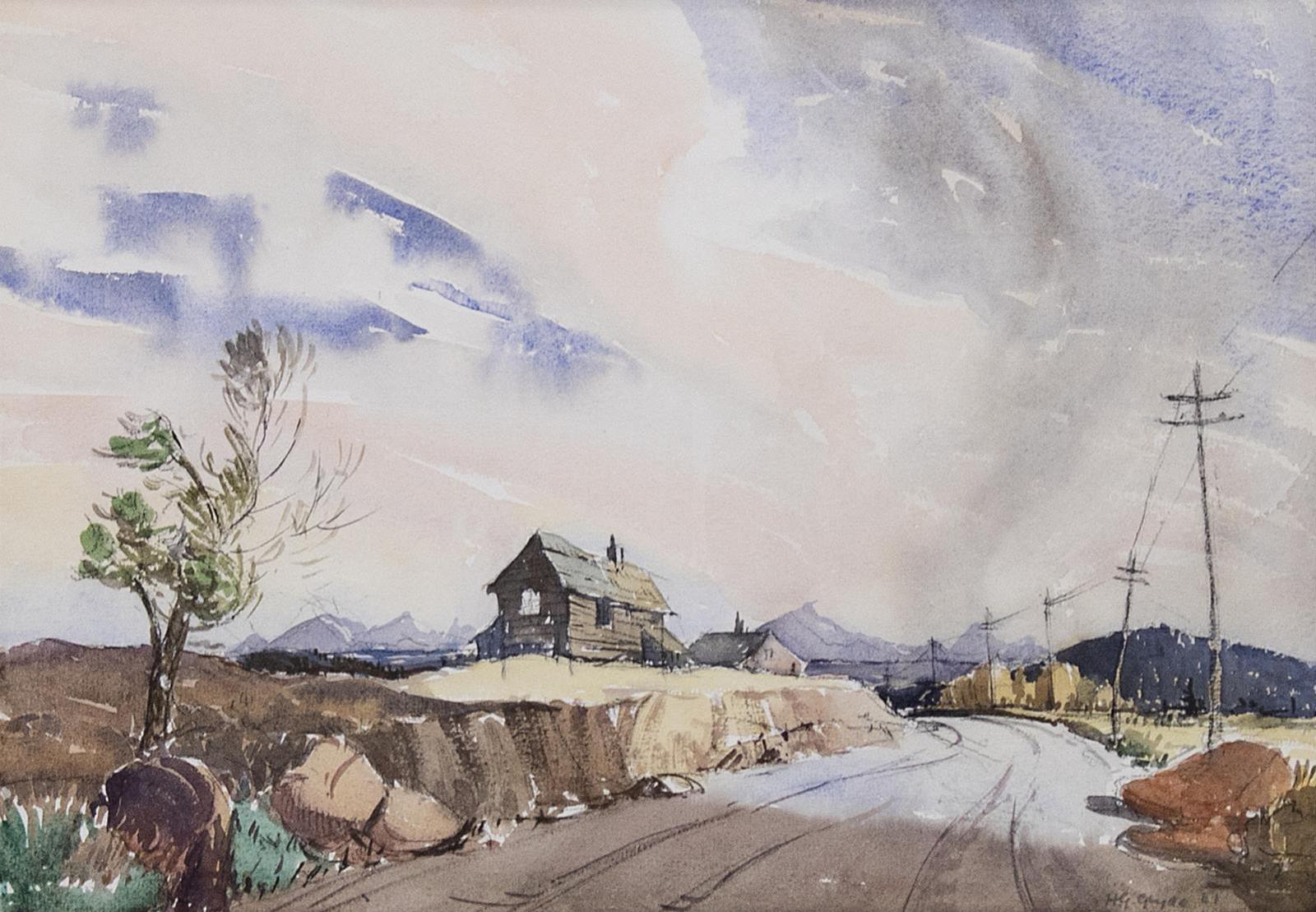 Henry George Glyde (1906-1998) - Road By A Farm With Distant Mountains; 1941