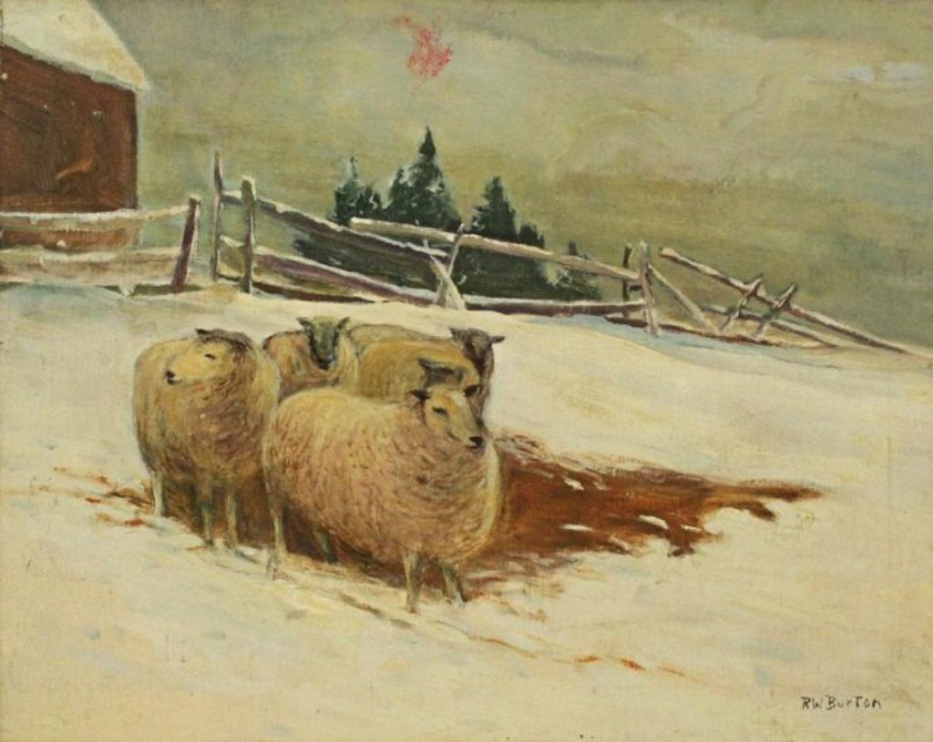 Ralph Wallace Burton (1905-1983) - Sheep In A Huddle Around 1925