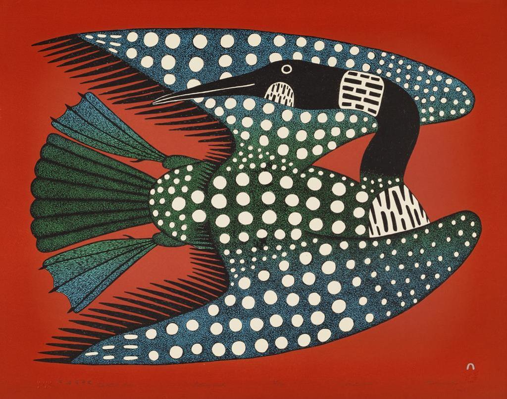 Kenojuak Ashevak (1927-2013) - Spotted Loon 2006 #9, lithograph print, 25/50, 22 x 28 in, 56 x 71 cm