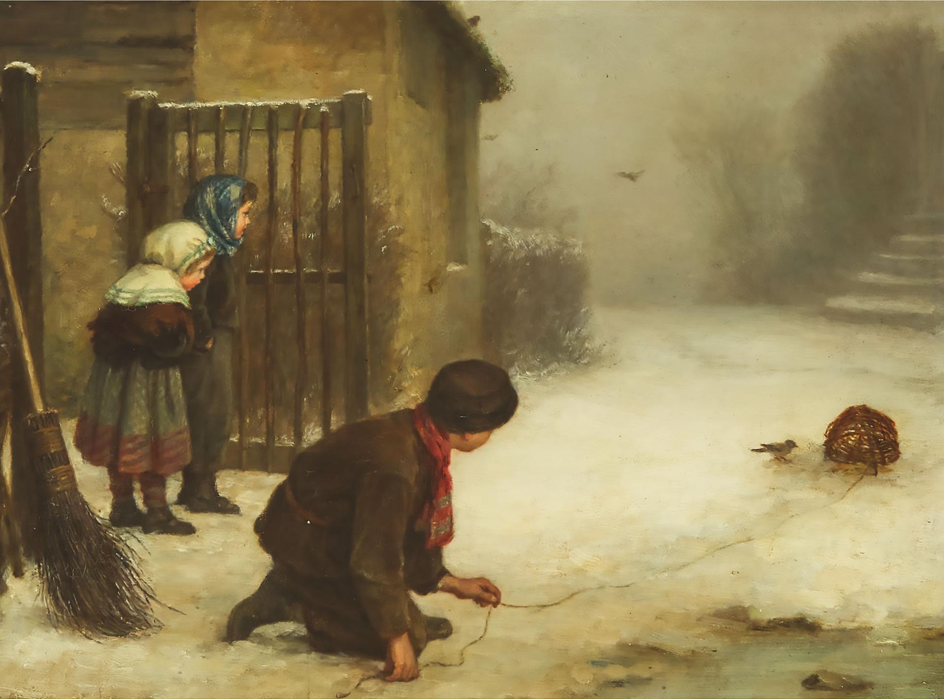 Pierre Edouard Frère (1819-1886) - Children Catching A Bird, Winter