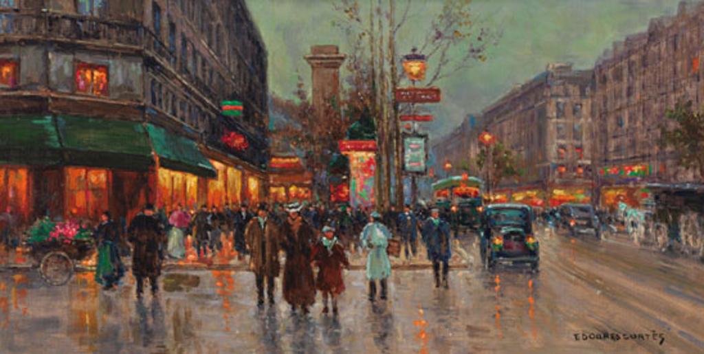 Edouard Léon Cortès (1882-1969) - Paris 1900, The Porte St. Denis