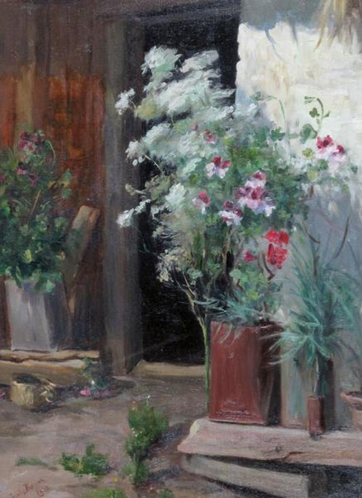 Townley Benson (1848-1907) - Flower Pots By A Doorway; 1903