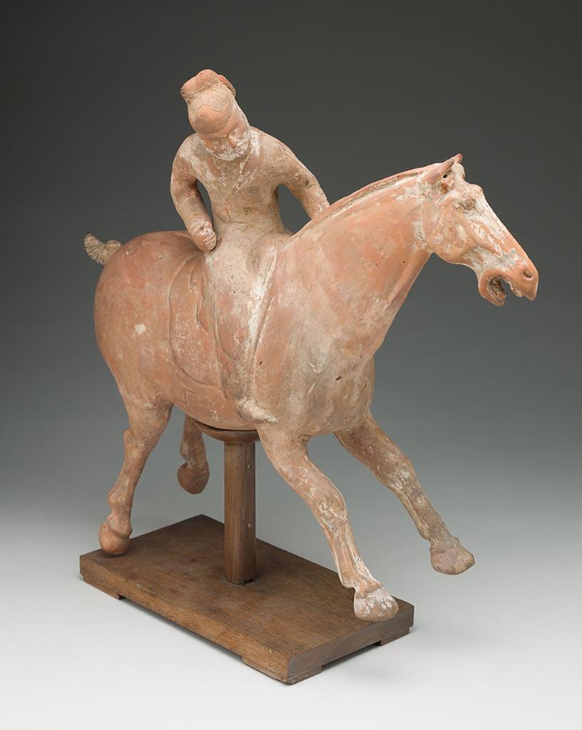 Chinese Art - Chinese Painted Earthenware Figure of a Polo Player, Tang Dynasty (618-907)