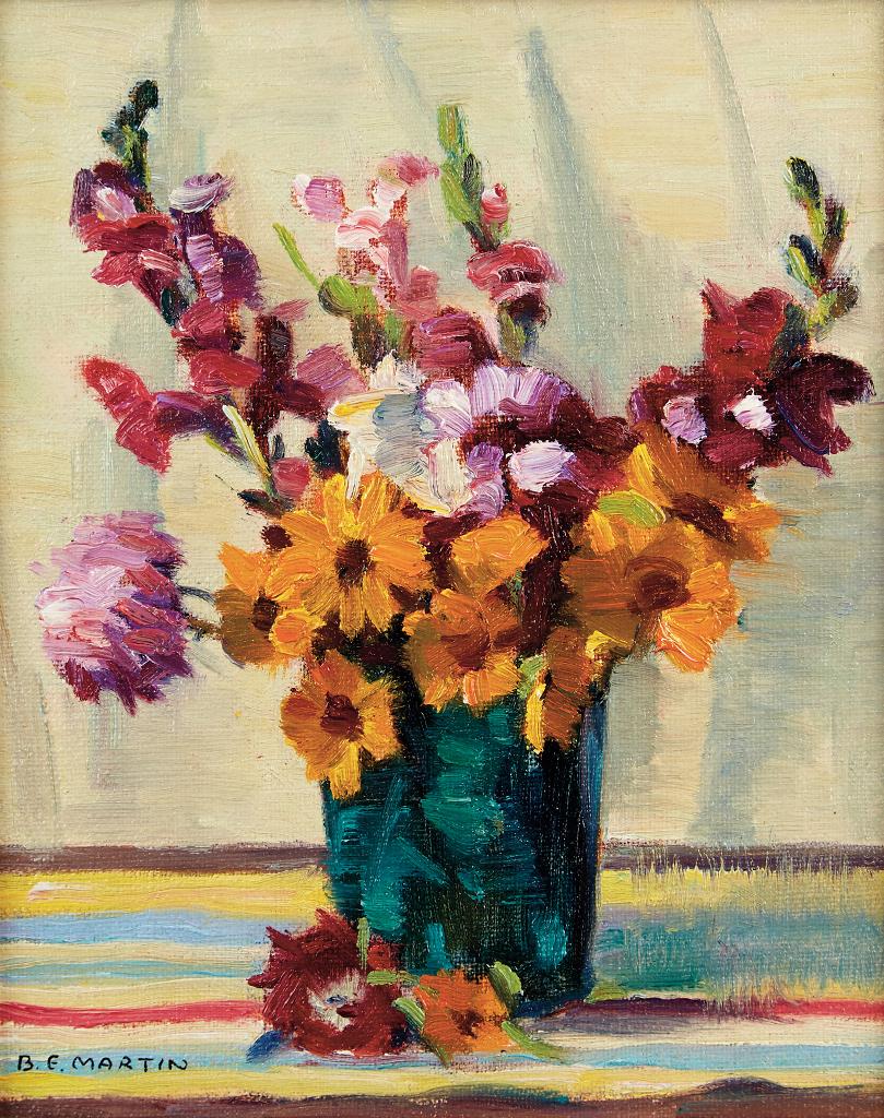 Bernice Fenwick Martin (1902-1999) - Blue Glass Jug and Flowers