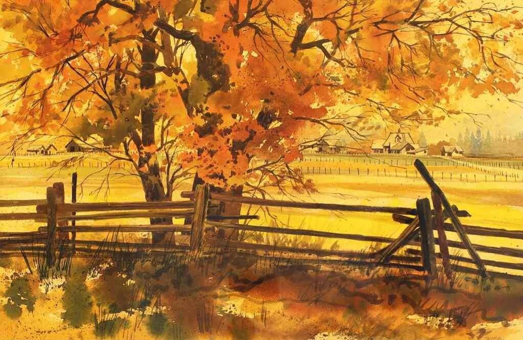 Keith L. Thomson (1934) - Fall Scene With Rail Fence