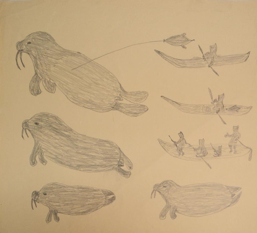 Eleeshushe Parr (1896-1975) - Walrus Hunt, c.1965