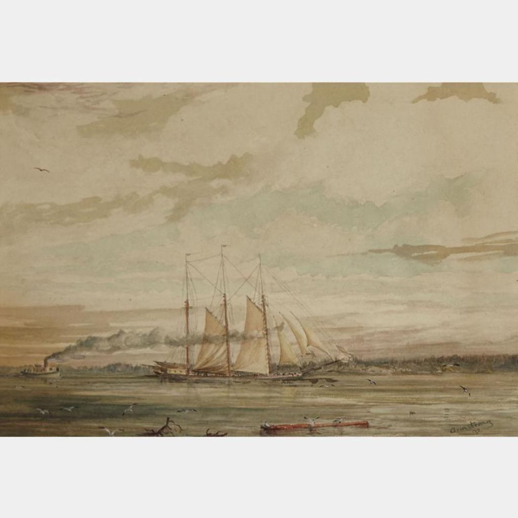 William Armstrong (1822-1914) - Sailing Vessel And Steamer