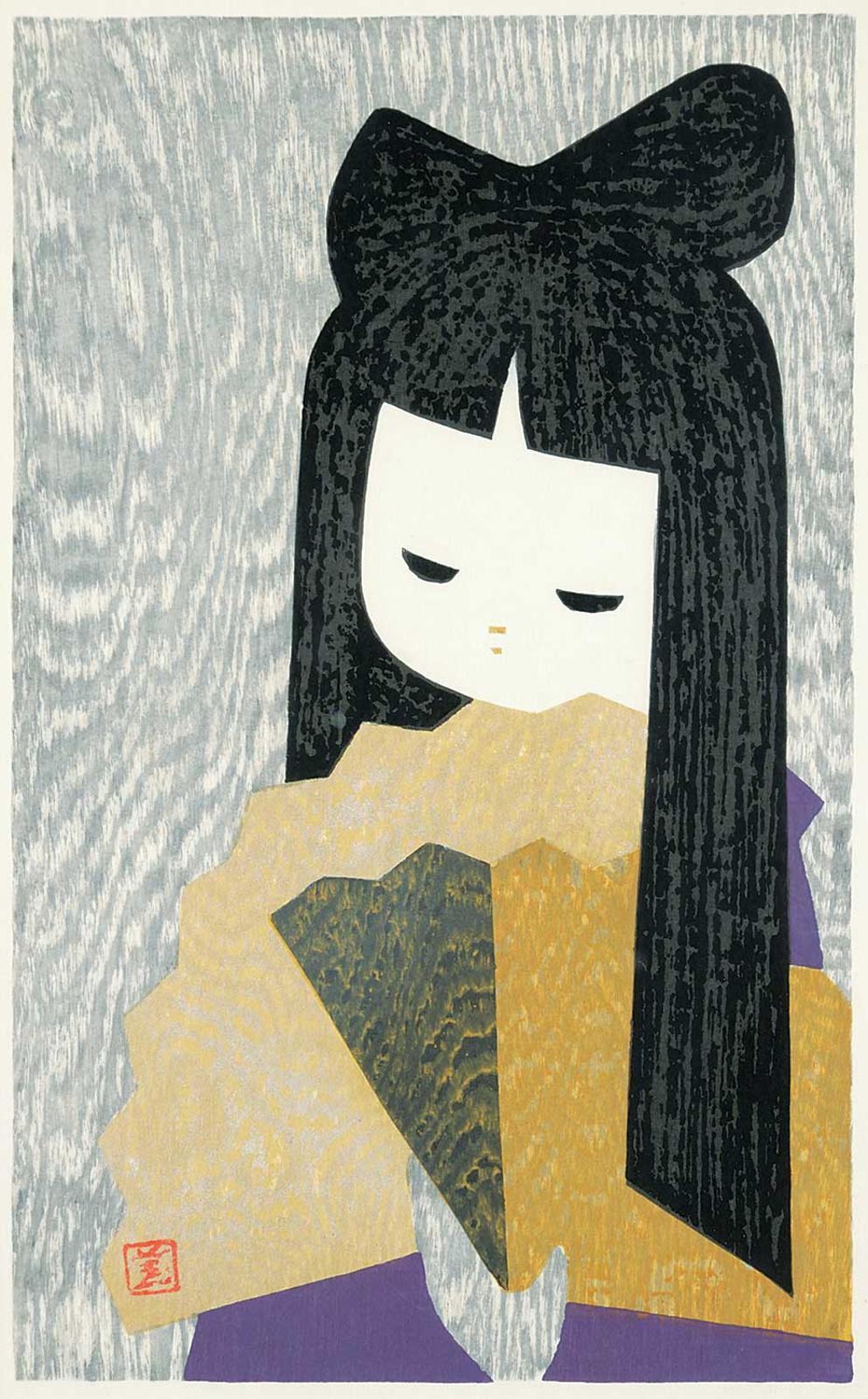Kaoru Kawano (1916-1965) - Untitled - Girl with Fan